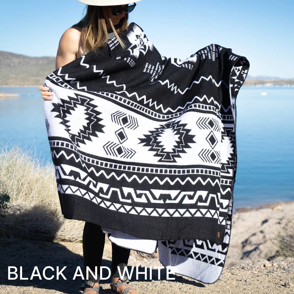 Black and discount white tribal blanket