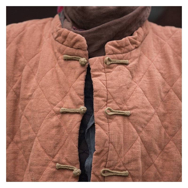 Diamond Quilted Button-Up Cotton Jacket