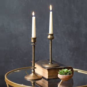 Brass Finish Taper Candle Holder (set of 2)
