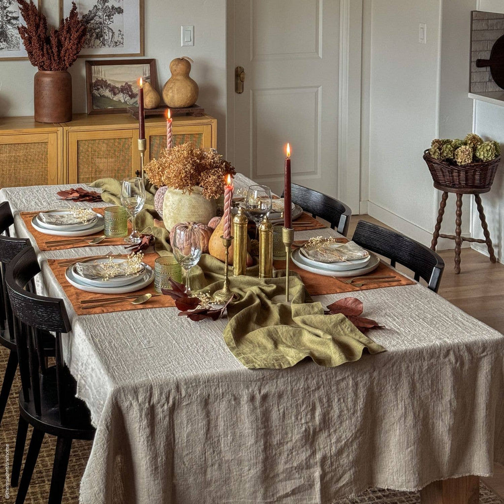 Martini Olive Linen Table Runner