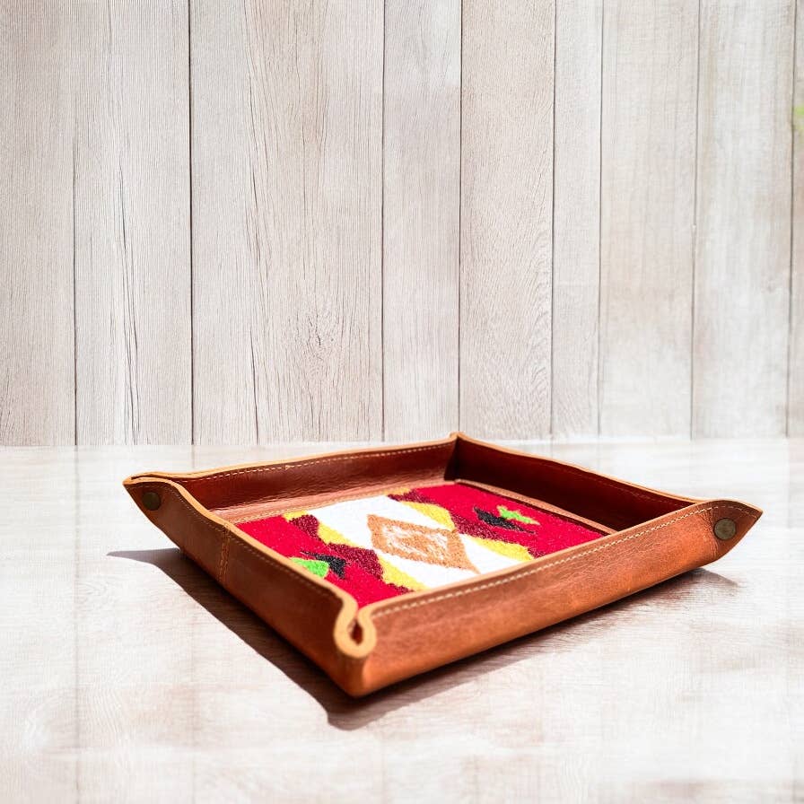 Square Red Aztec Tray 