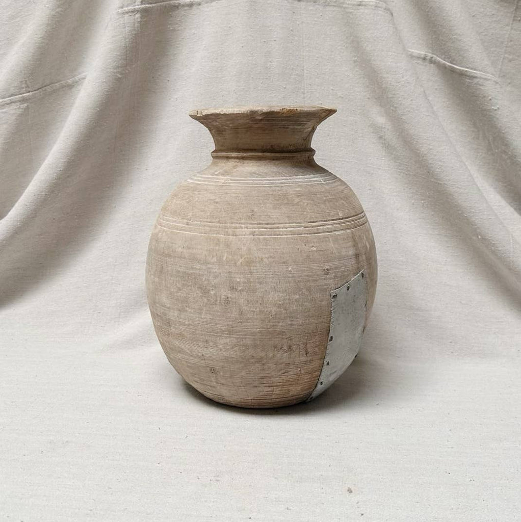 Antique Neutral Wooden Vase