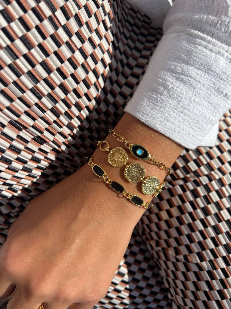 Gold Beaded Discs Bracelet