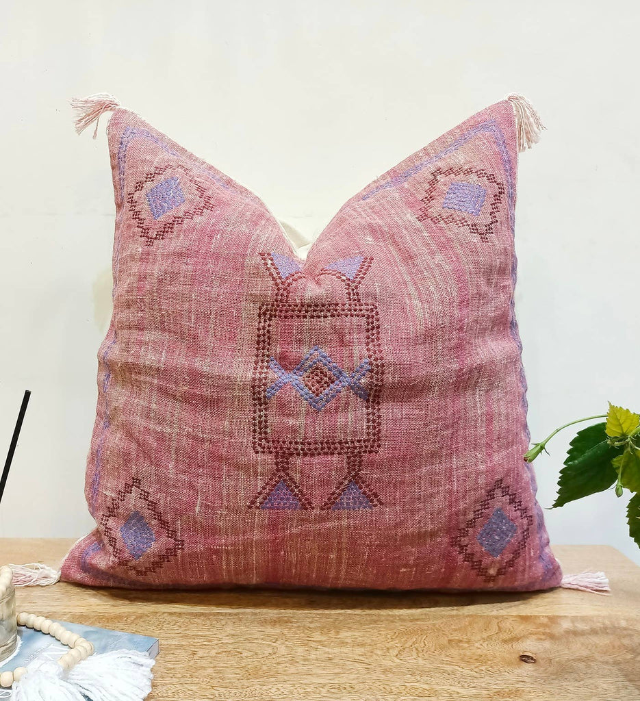 Sabra Silk Pink Linen Pillow