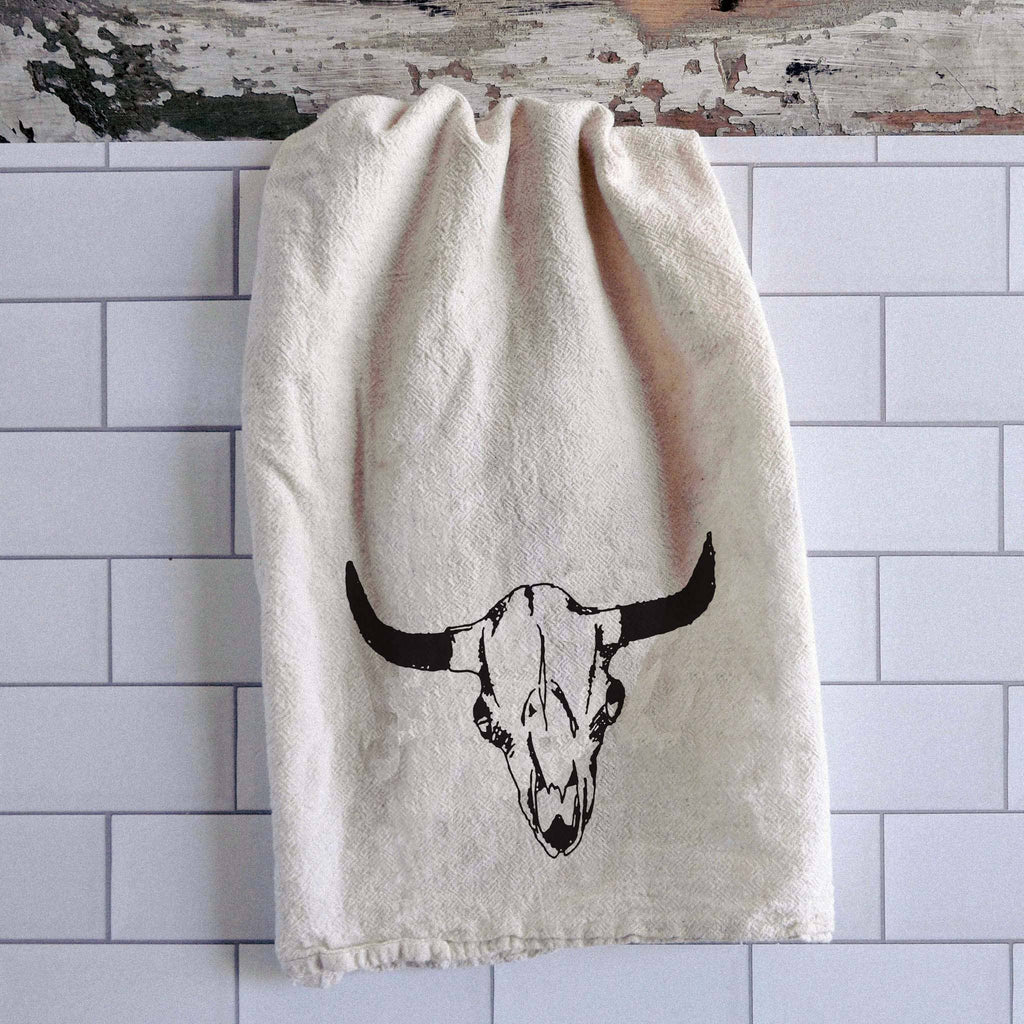 Bison Skull Tea Towel