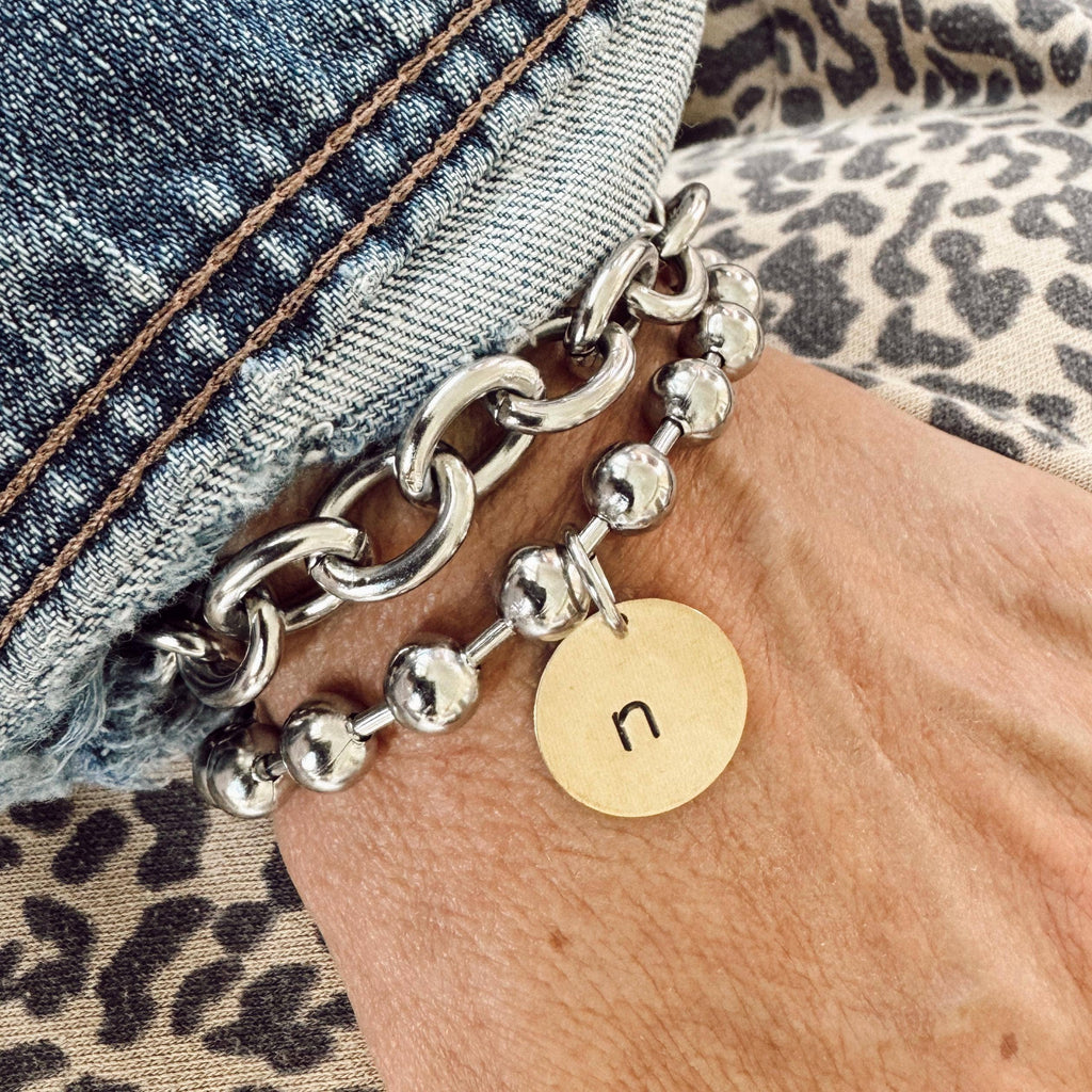 Hand Stamped Initial Ball Chain Bracelet