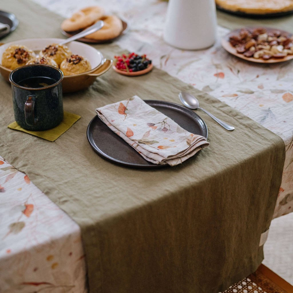 Martini Olive Linen Table Runner