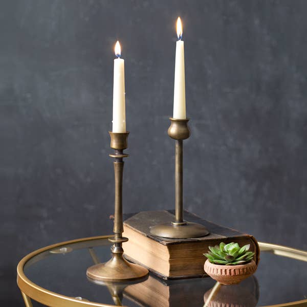 Brass Finish Taper Candle Holder (set of 2)