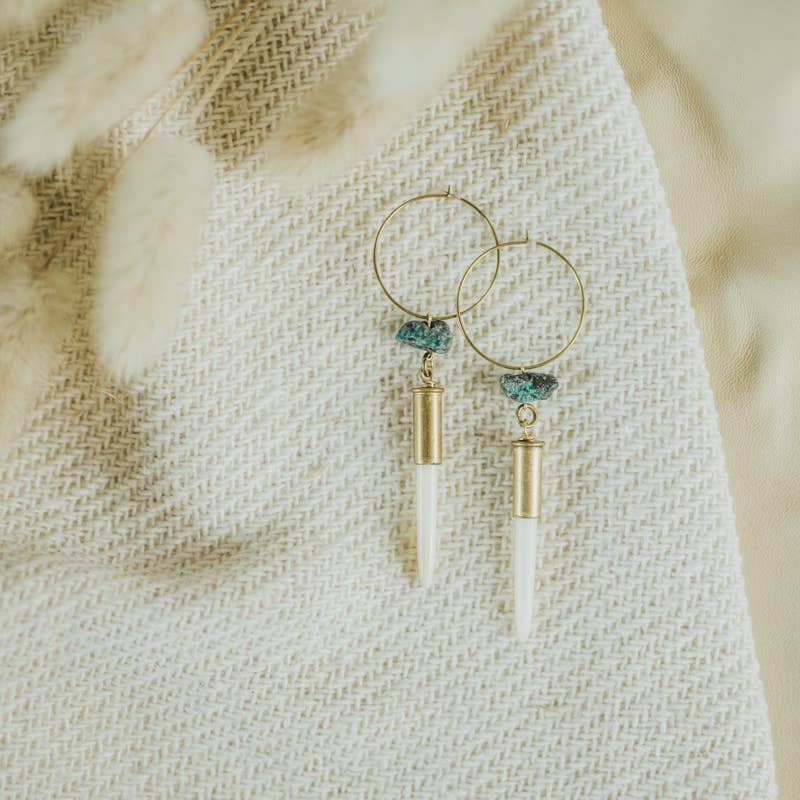 Yellowstone Beth Dutton Quill Earrings // Turq Hoop Variant