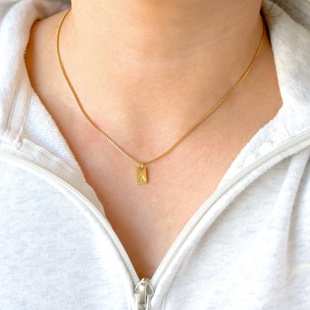 Dainty Tag Initial Necklace