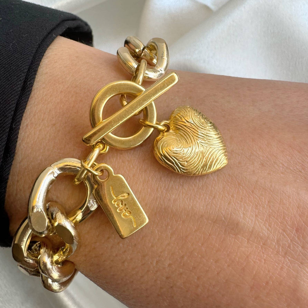 Gold Chunky Heart Bracelet