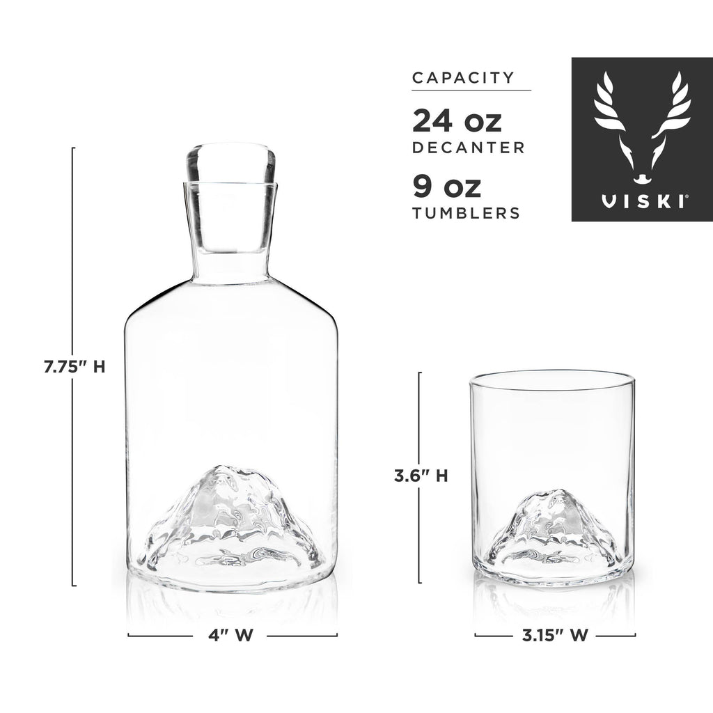 Mountain Themed Crystal Decanter & Tumblers Set