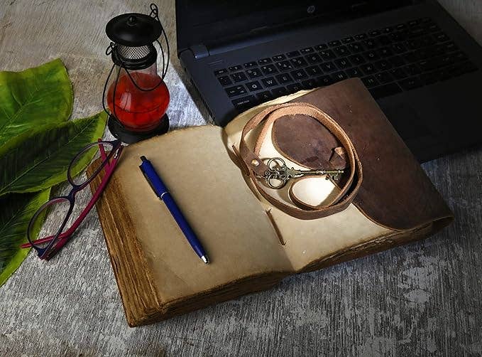 Vintage Journal Retro Travel Diary an Exclusive Handmade Paper Notebook with Key Leather Bound Book Of Shadows Hocus Pocus for Man and Women