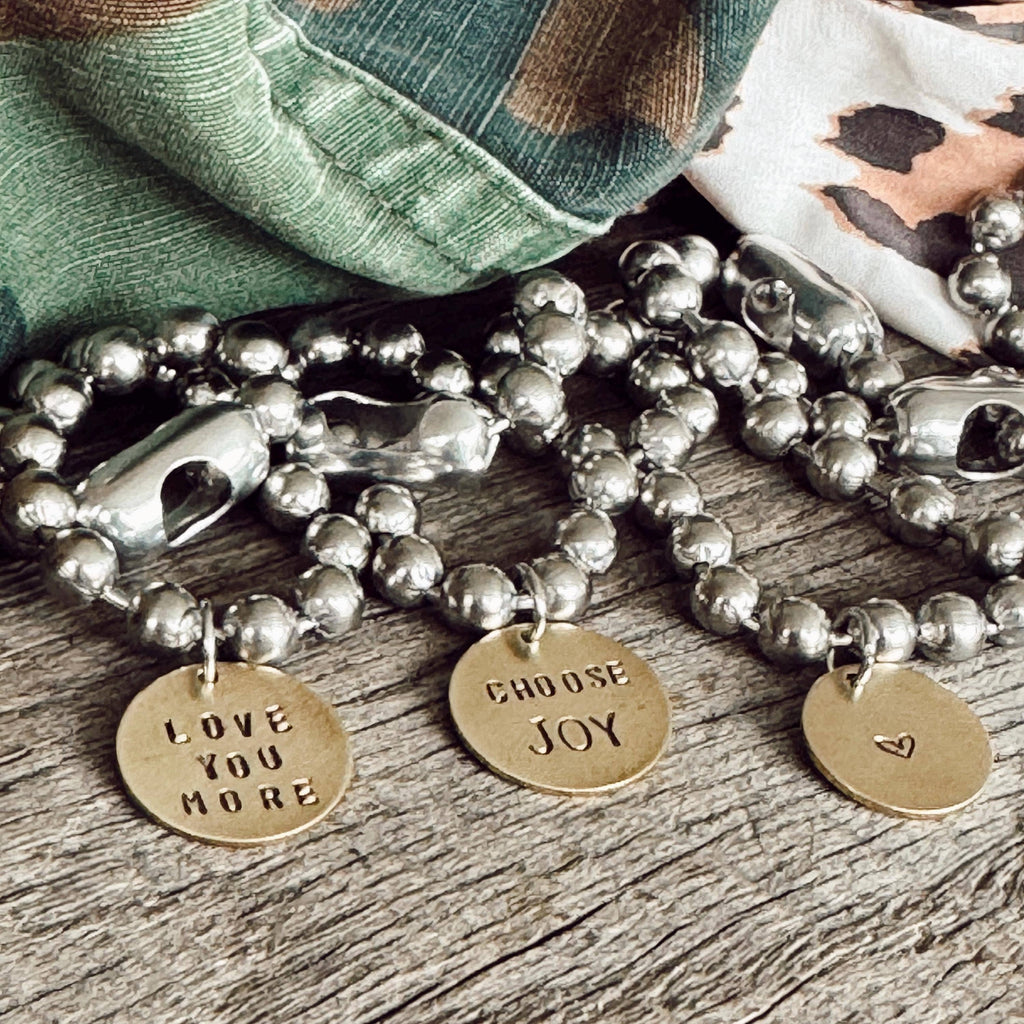 Personalized Stainless Steel & Brass Coin Tag Bracelets