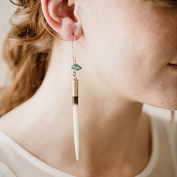 Yellowstone Beth Dutton Quill Earrings // Turq Hoop Variant