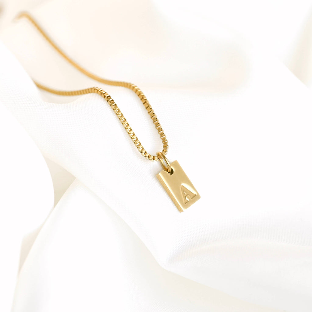 Dainty Tag Initial Necklace