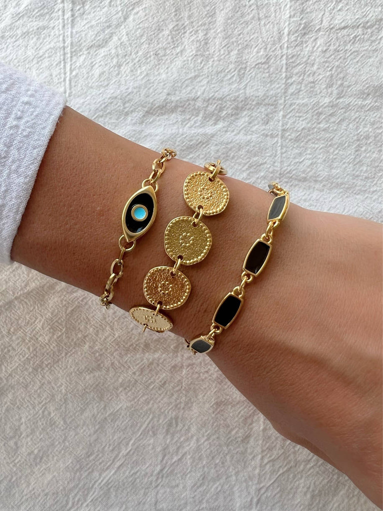 Gold Beaded Discs Bracelet