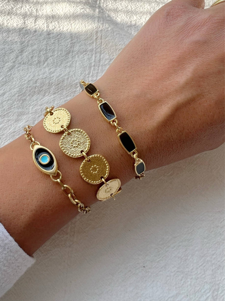 Gold Beaded Discs Bracelet