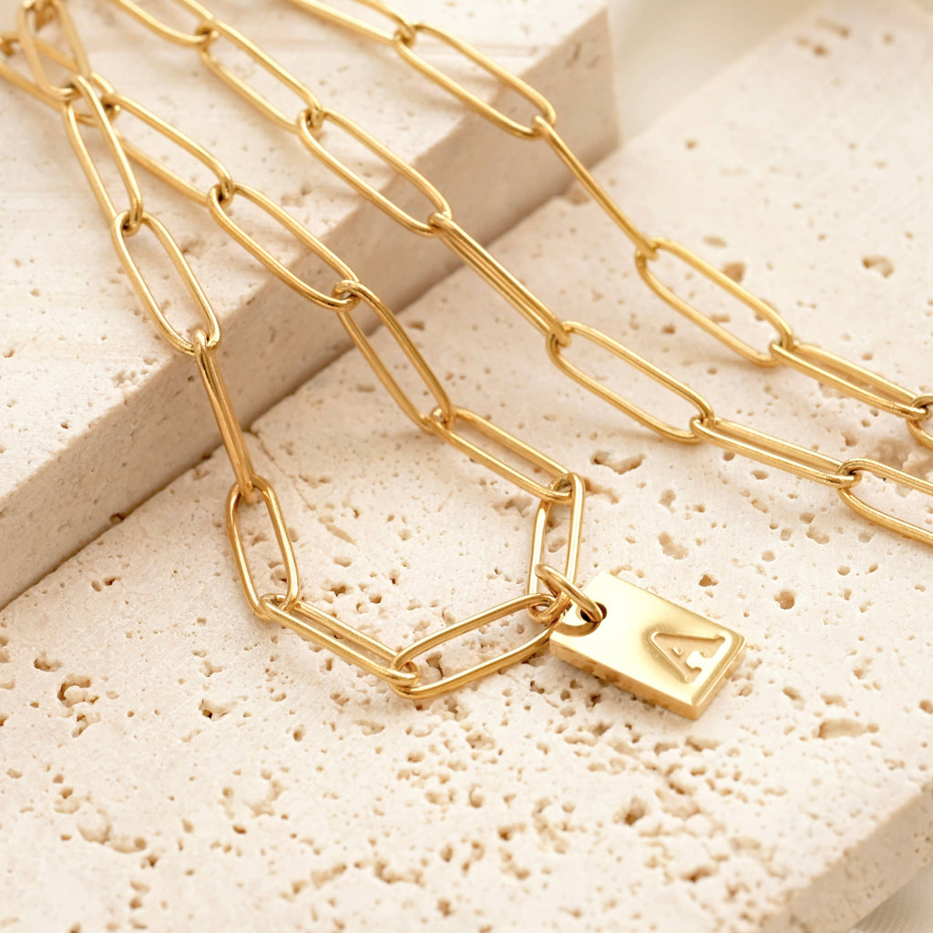 Dainty Tag Initial Necklace