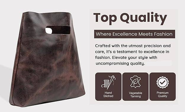 Minimalist Handmade Handbag | Full Grain Leather Grocery Bag