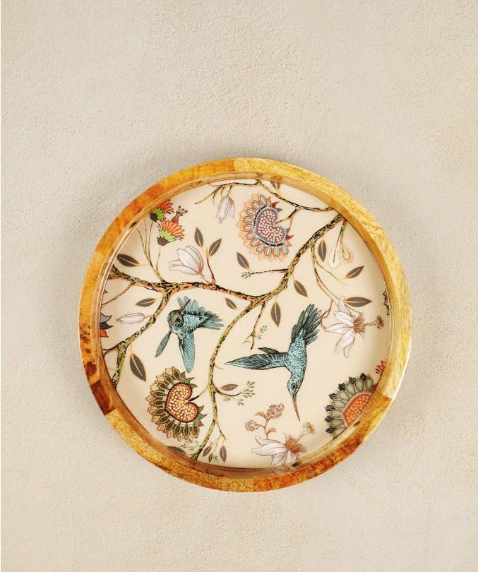 Hummingbird Mango Wood Tray