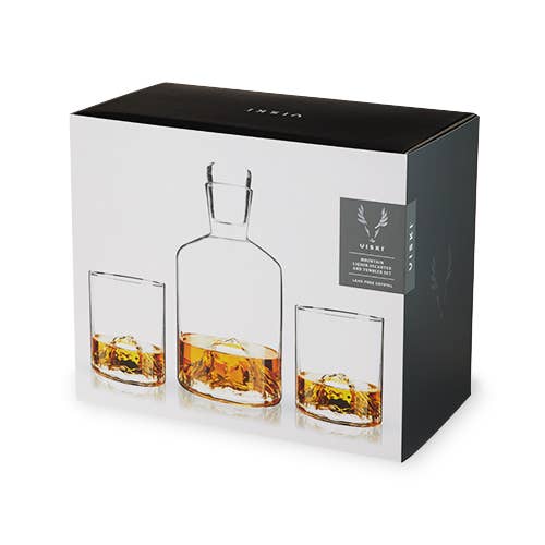 Mountain Themed Crystal Decanter & Tumblers Set