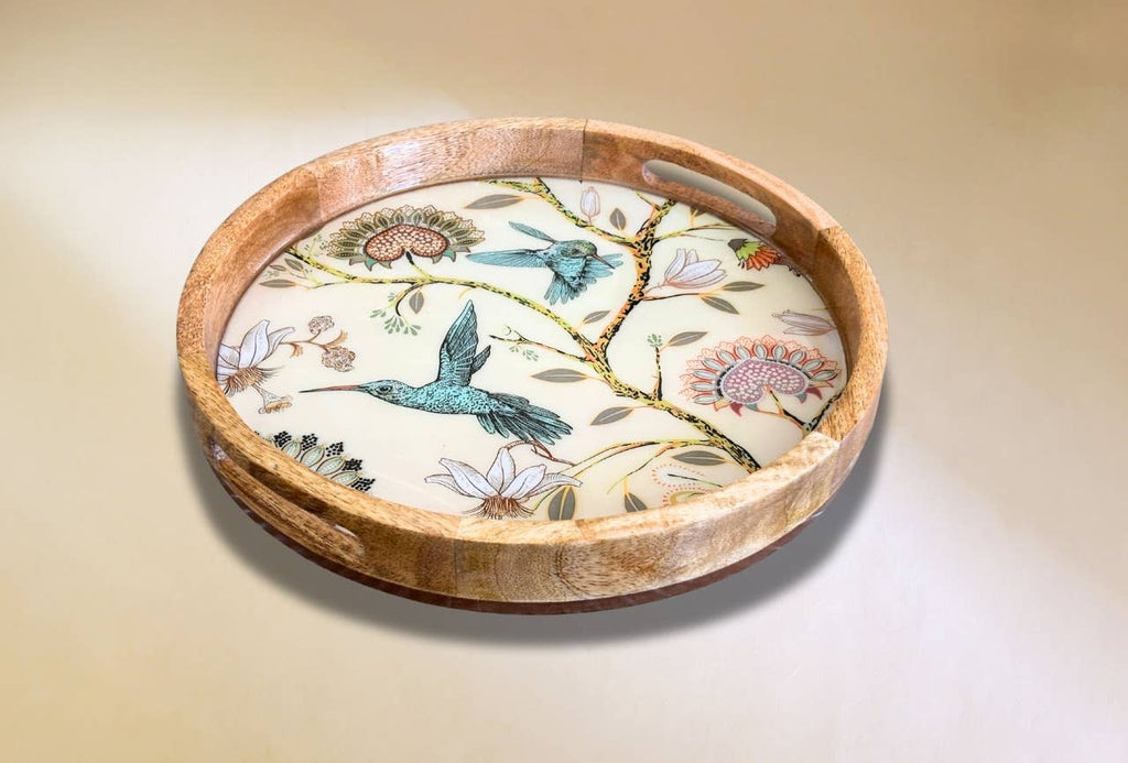 Hummingbird Mango Wood Tray