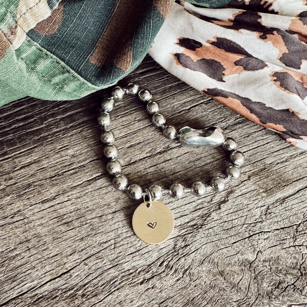 Personalized Stainless Steel & Brass Coin Tag Bracelets