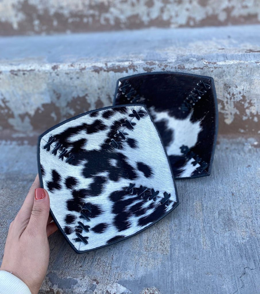 Small Black Leather Reversible Bowl   