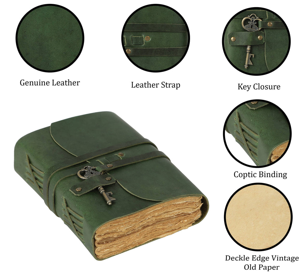 Vintage Journal Retro Travel Diary an Exclusive Handmade Paper Notebook with Key Leather Bound Book Of Shadows Hocus Pocus for Man and Women