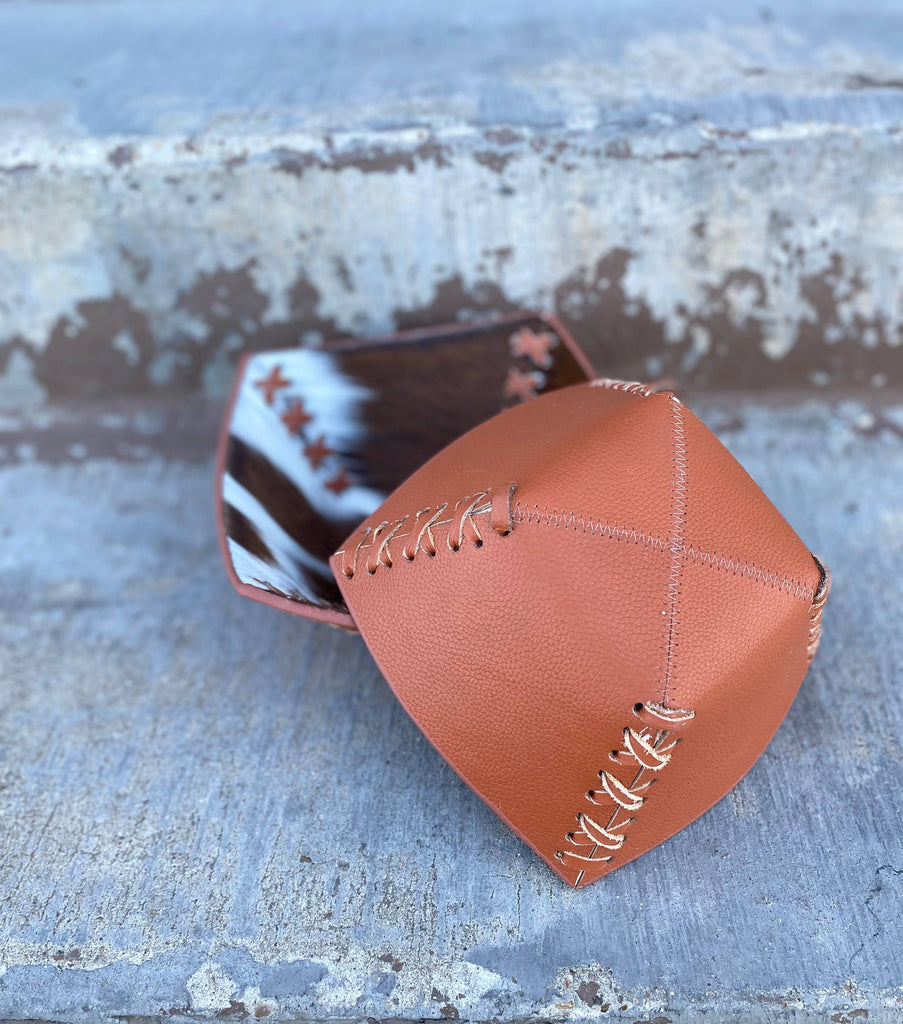 Small Tan Leather Reversible Bowl    