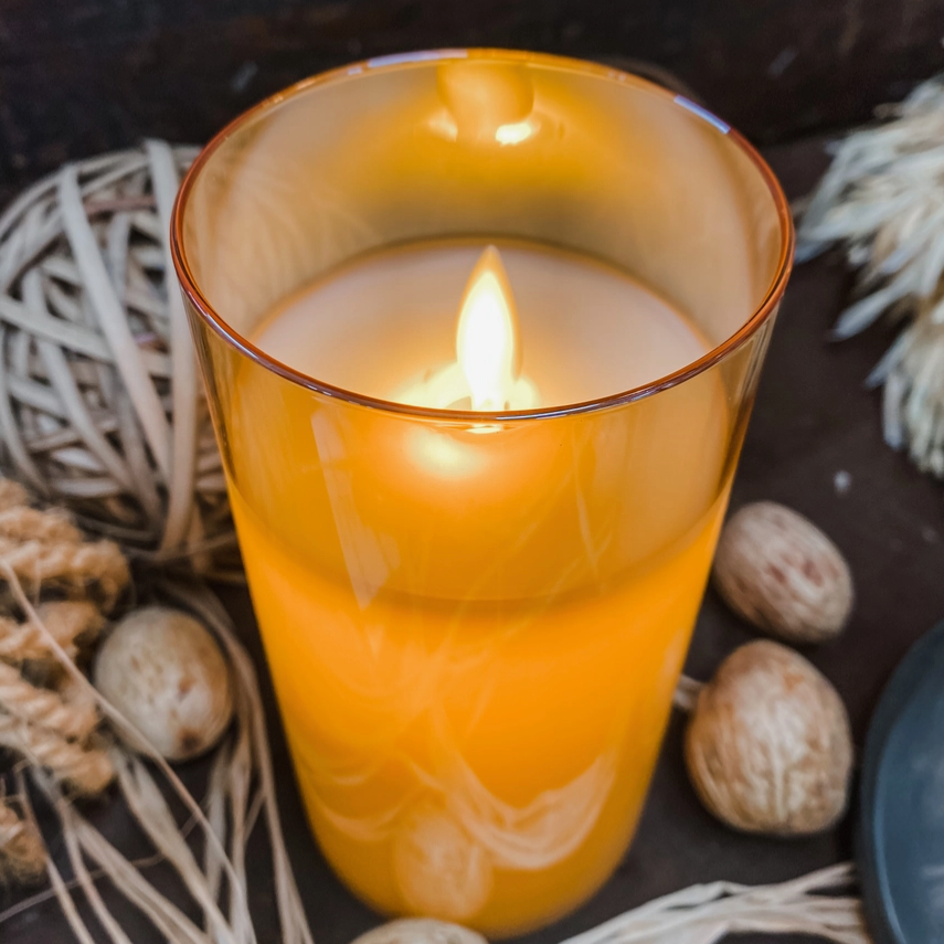 Amber Glass Moving Flame Candle