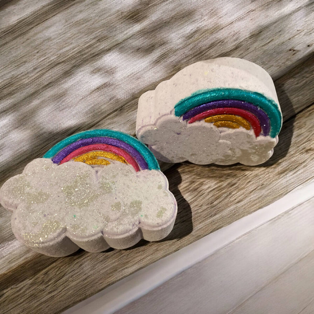 Rainbow Cloud Bath Bomb with Mood Ring Inside 