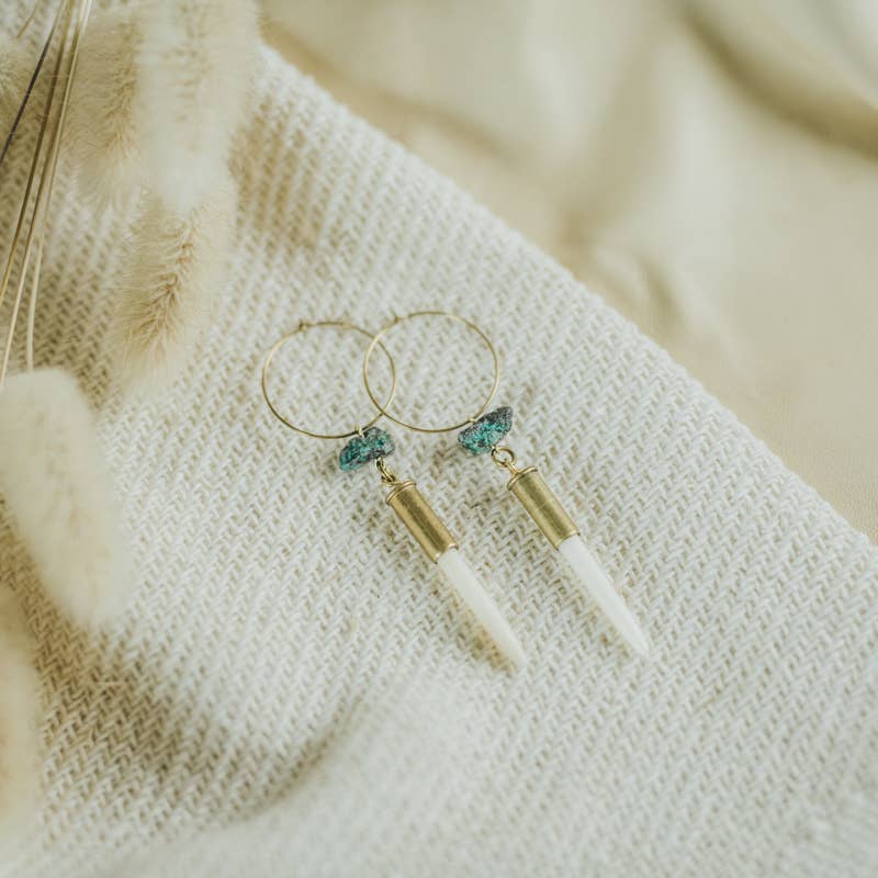 Yellowstone Beth Dutton Quill Earrings // Turq Hoop Variant