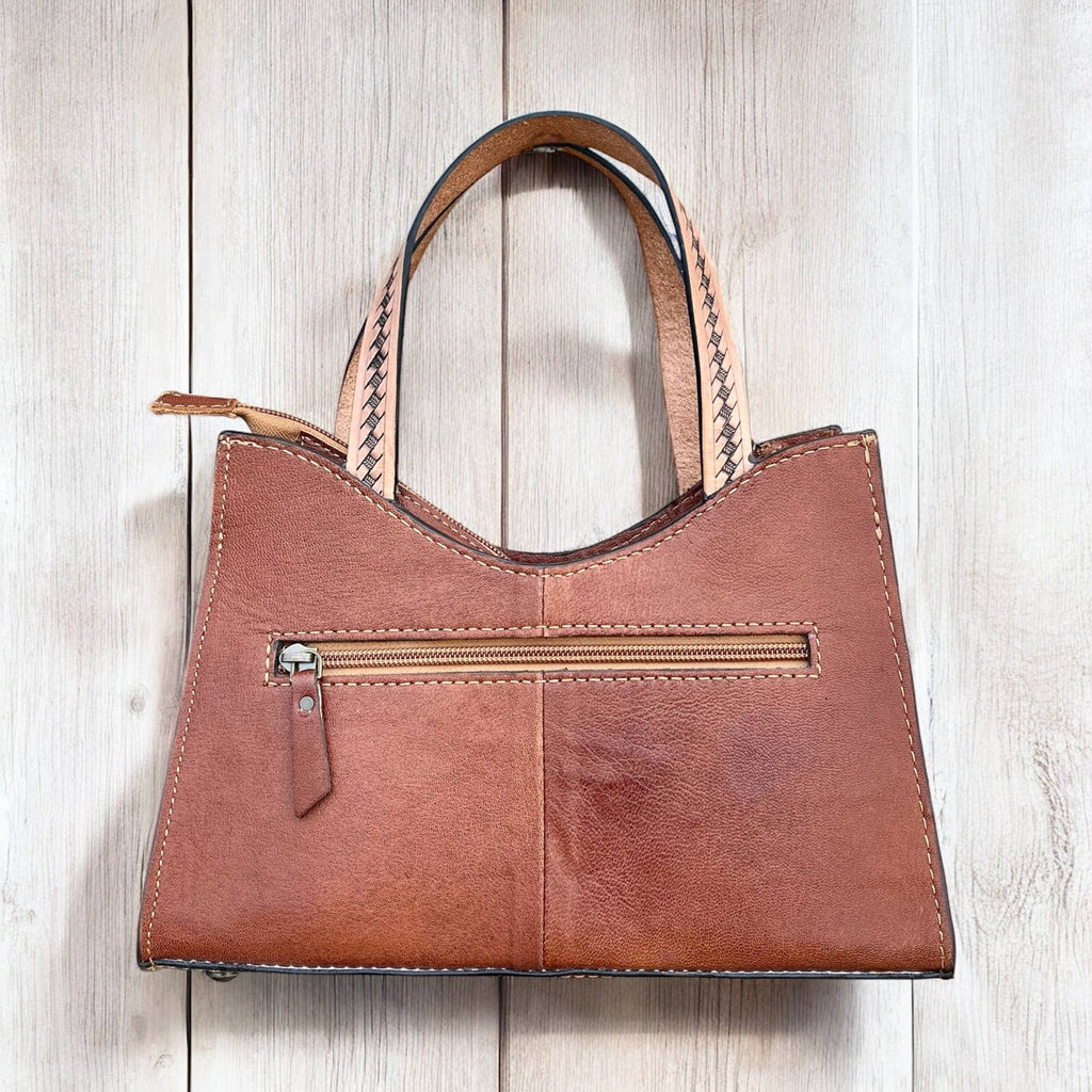 Basketweave Tooled Leather Crossbody Bag 