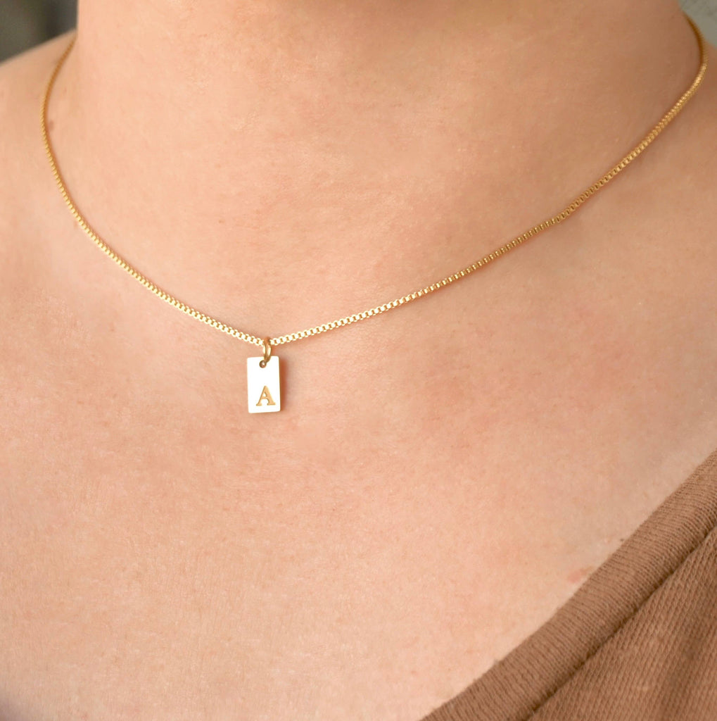 Dainty Tag Initial Necklace