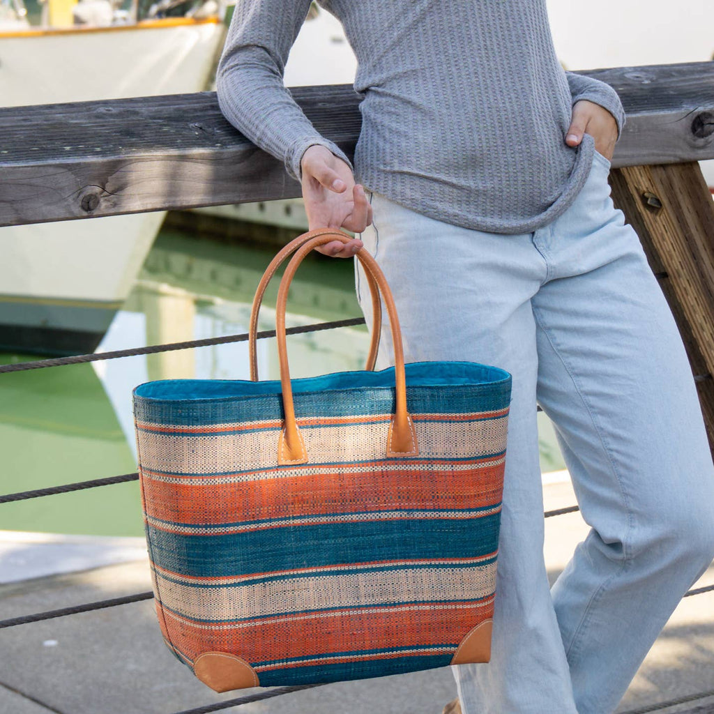 Rayo Stripes Straw Basket Bag