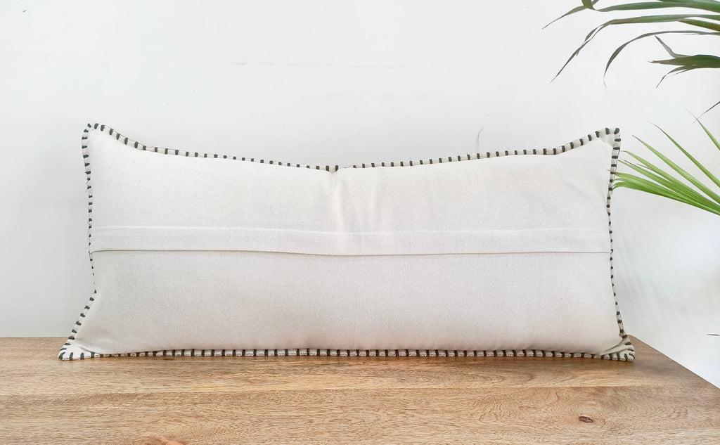 Boho Embroidered Lumbar Pillow