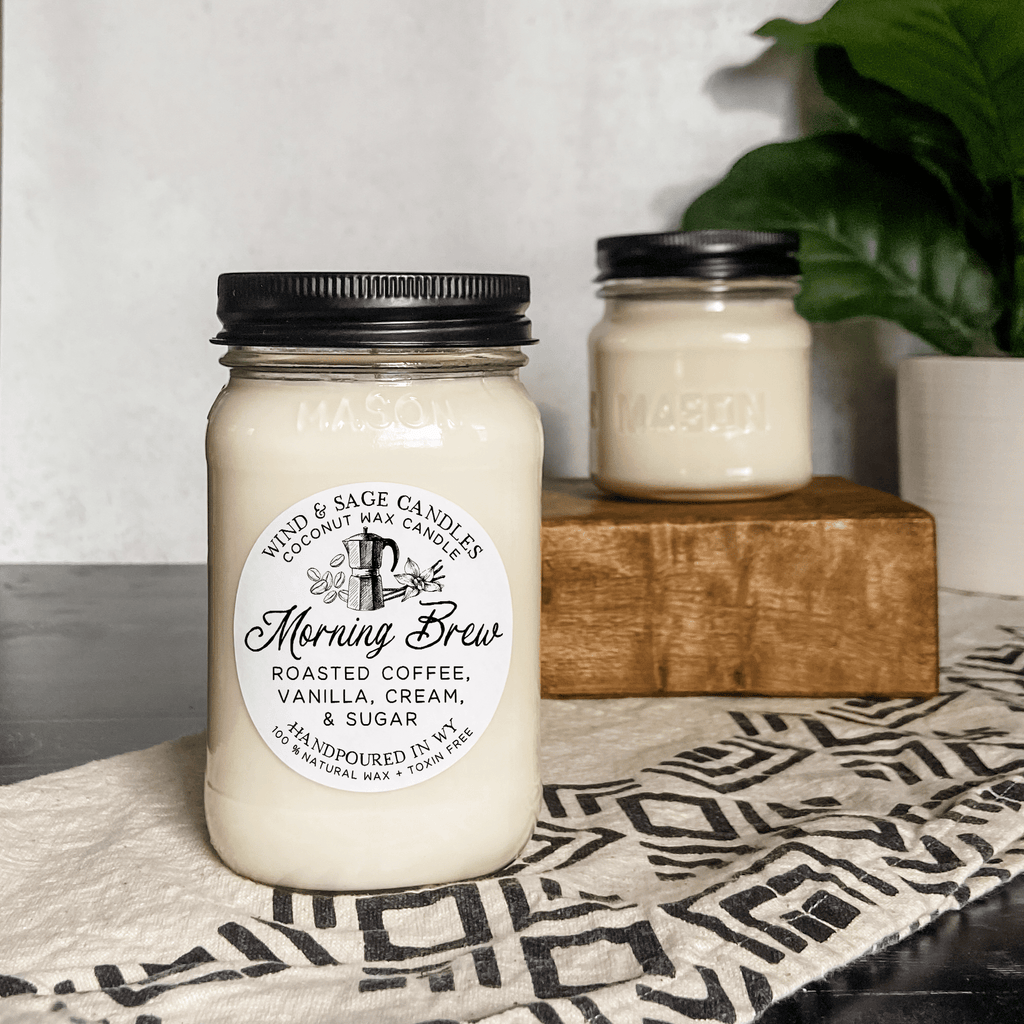 Morning Brew Mason Jar Candle, 100% Natural Wax