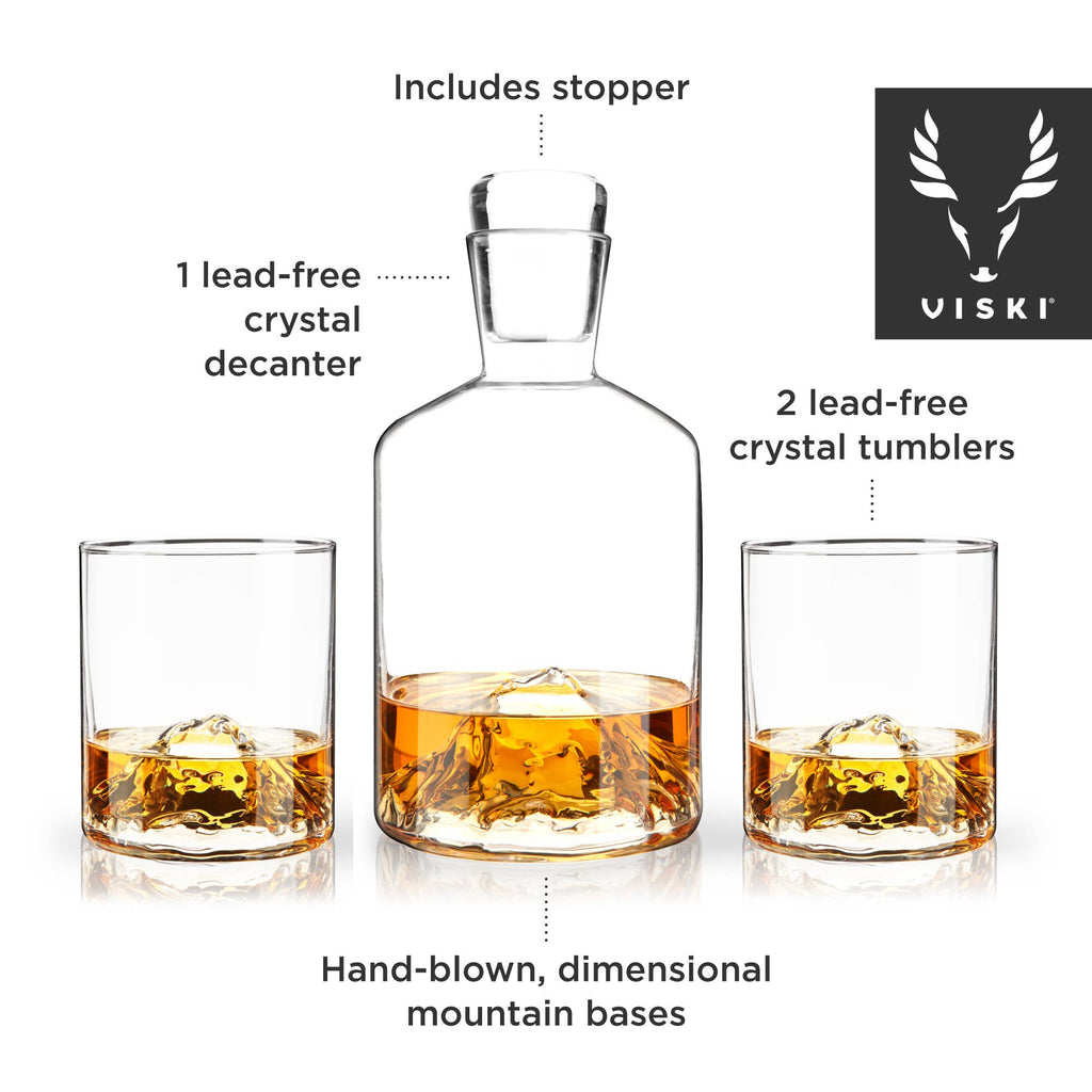 Mountain Themed Crystal Decanter & Tumblers Set