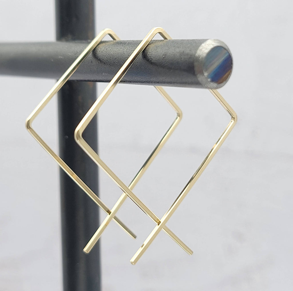 Gold Filled Square Geometric Hoops