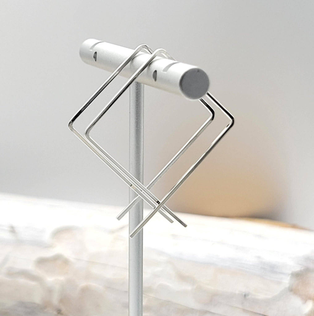 Sterling Silver Square Geometric Hoop Earrings