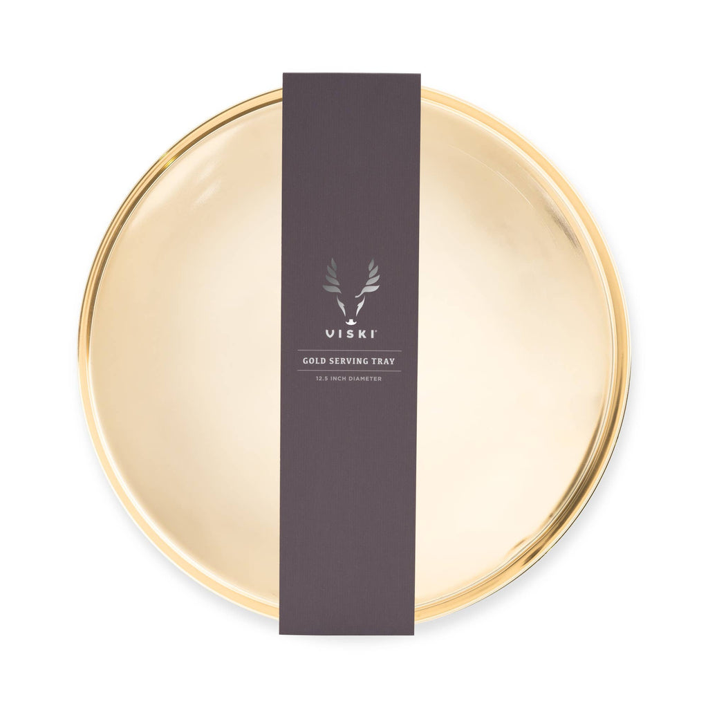 Polished Gold Plated Round Serving Tray