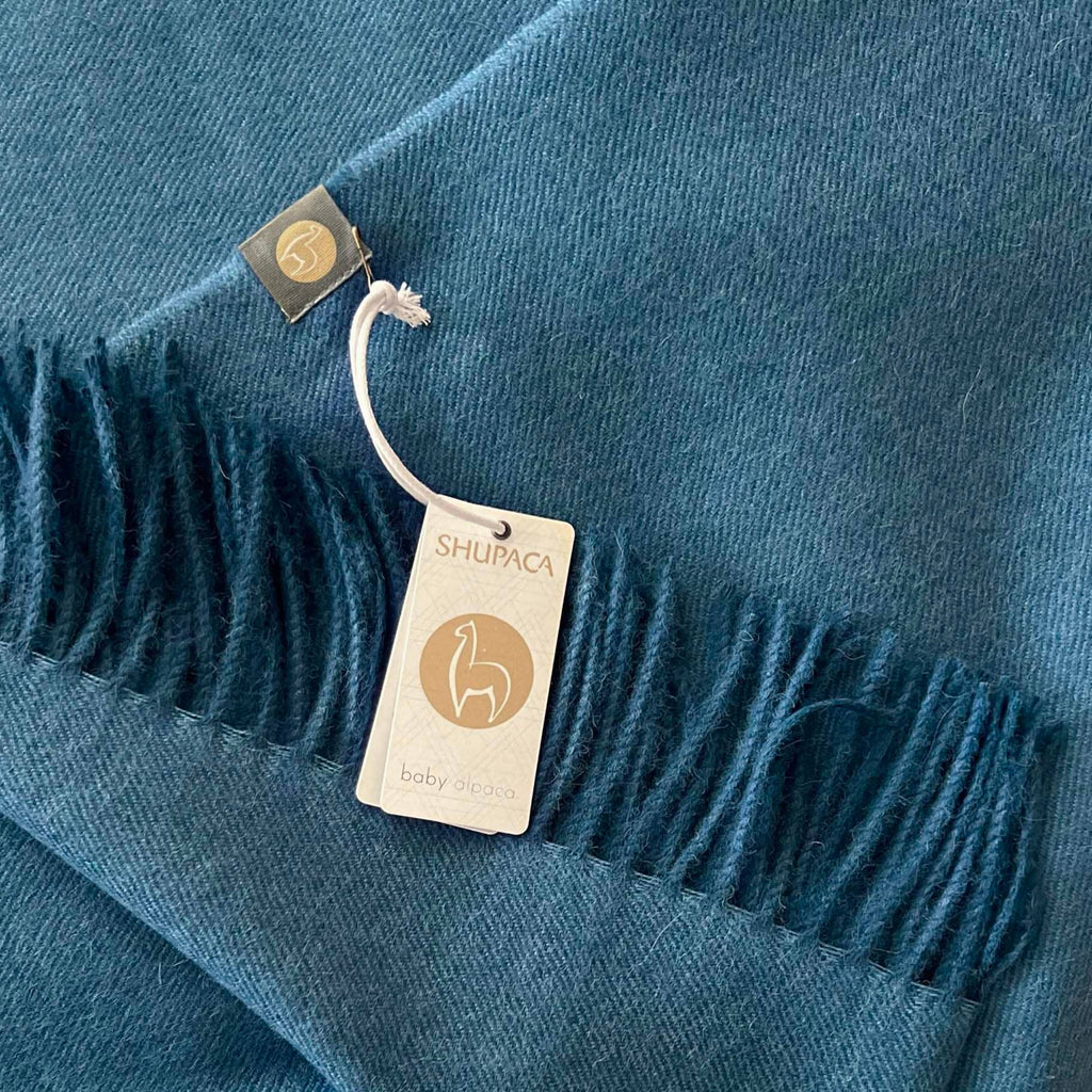 100% Baby Alpaca Scarf - Blue Jean