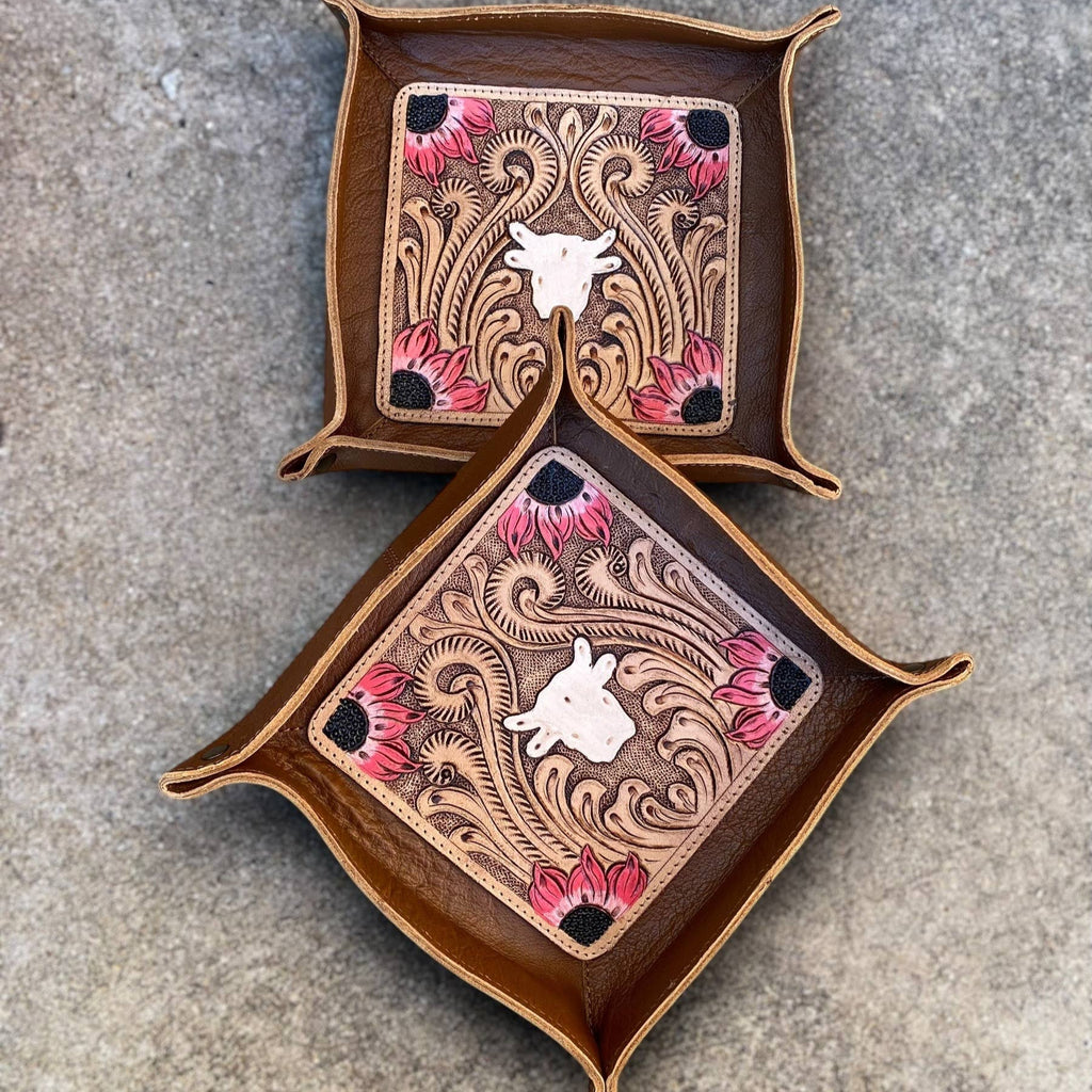 Mini Tray Cow & Pink Flowers