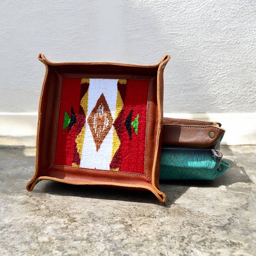 Square Red Aztec Tray 