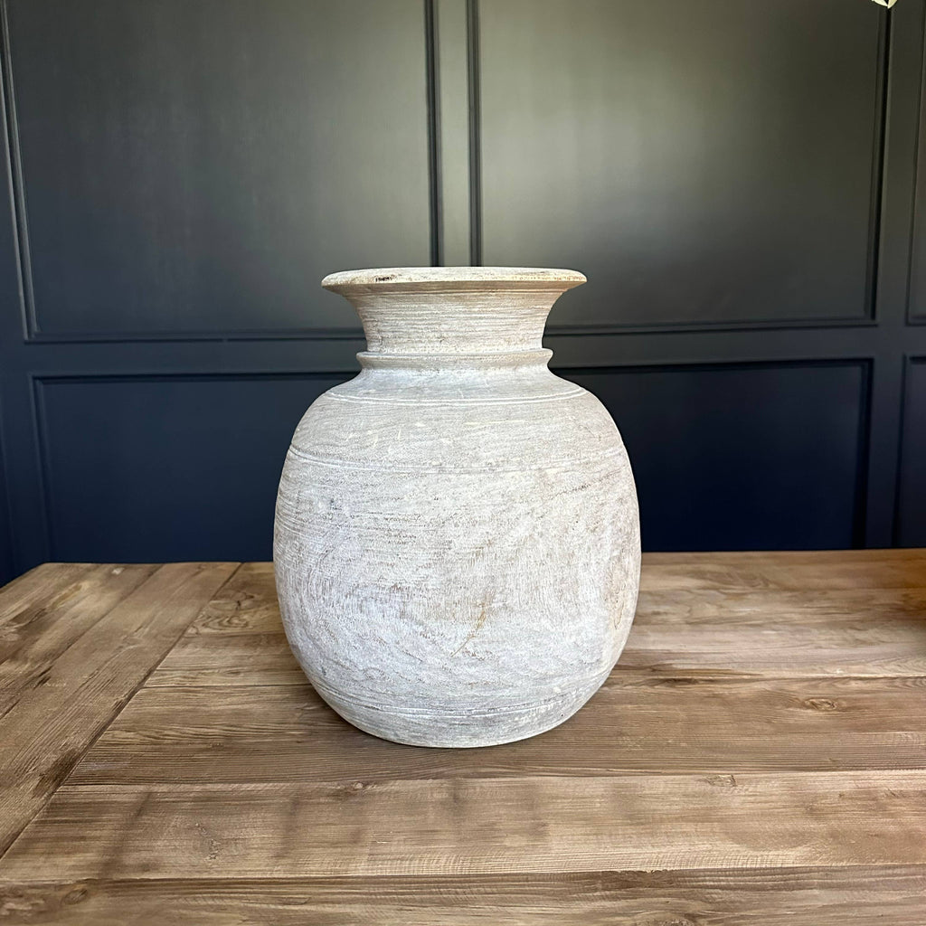 Antique Neutral Wooden Vase