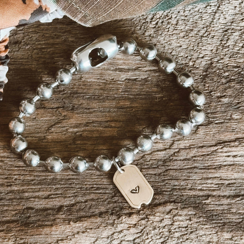 Brass Heart Tag Bracelet