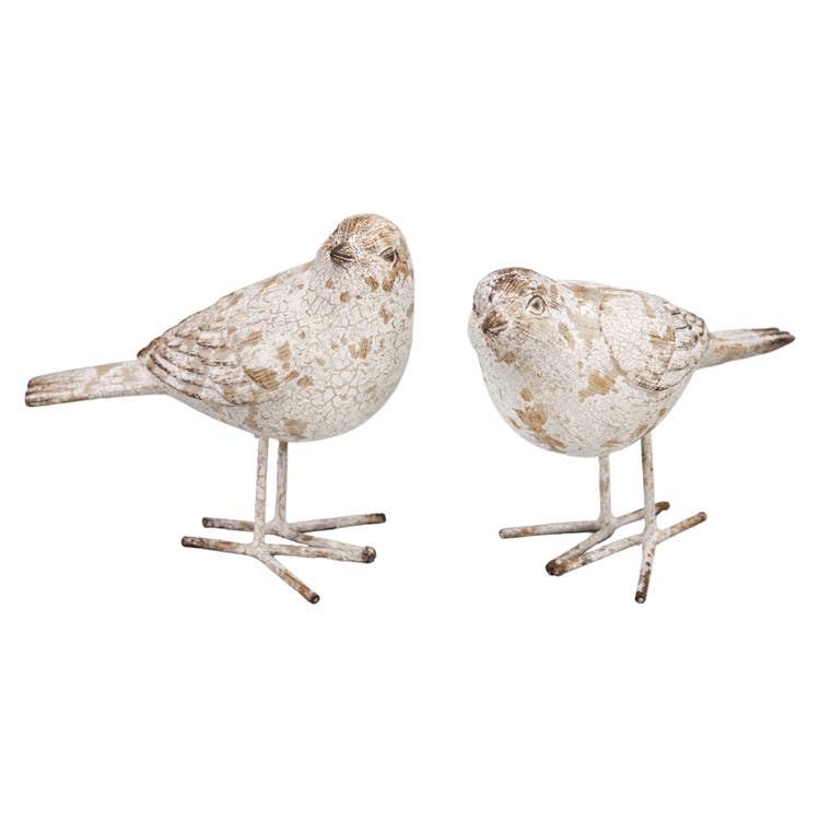 Cream Distressed Ceramic Birds