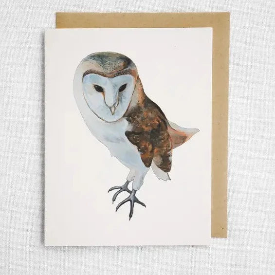Watercolor rendering of a barn owl